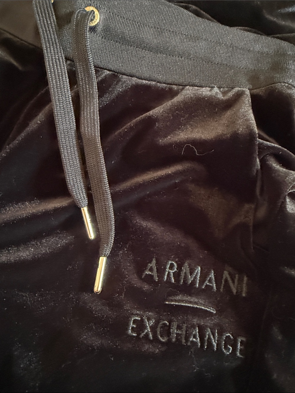 Armani Exchange Black Velour Jogger Set - Logo Detail - Picture 4 of 4